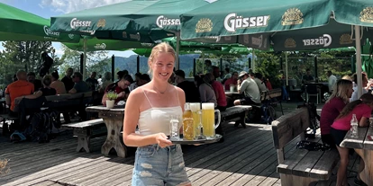 Wanderurlaub - Sonnenterrasse - Bad Aussee - Terrassenwetter am Berg - Berggasthof Steinerhaus