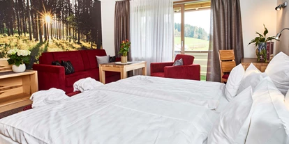 Wanderurlaub - Fahrstuhl - Bayern - Superior Doppelzimmer Linde - Hotel Fritz - Wohnzimmer im Wald